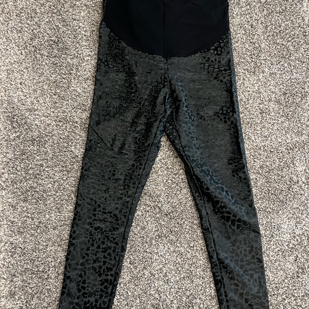 Faux, leather maternity leggings